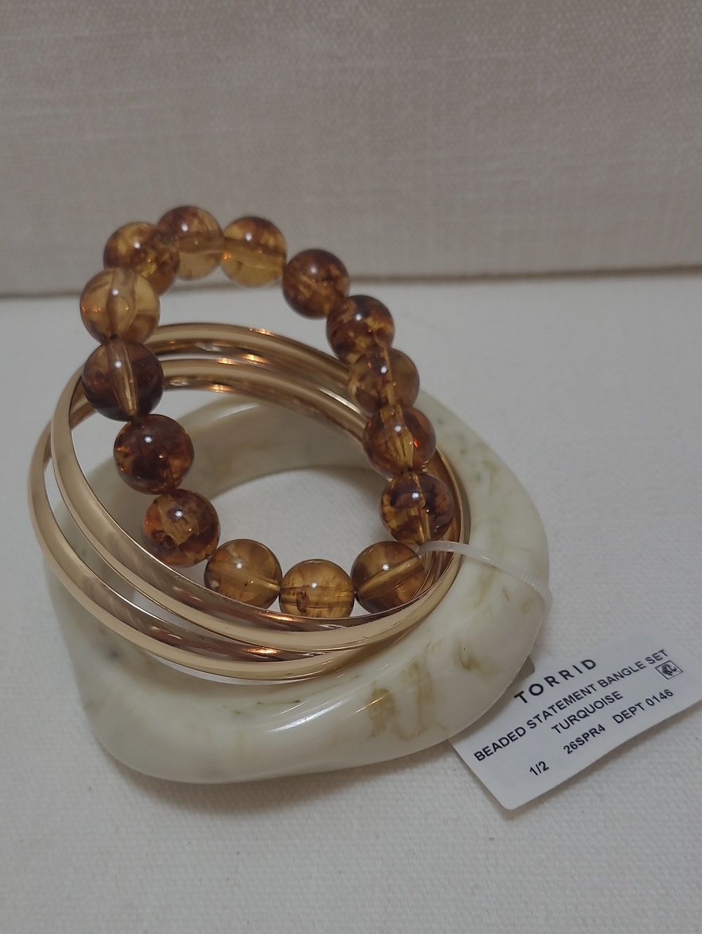 torrid Amber Bead, Gold-tone and Cream Marbled Bracelet Set